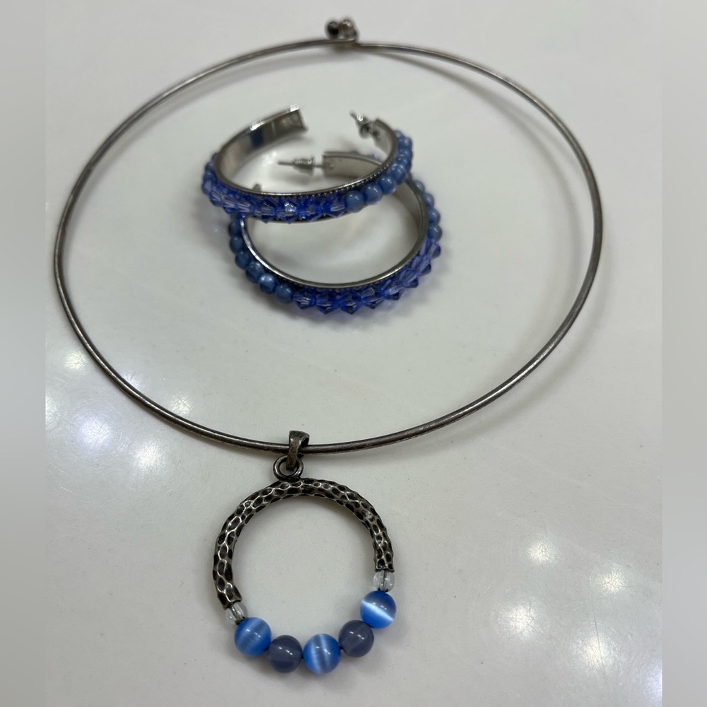 Silver and Blue Jewelry Set